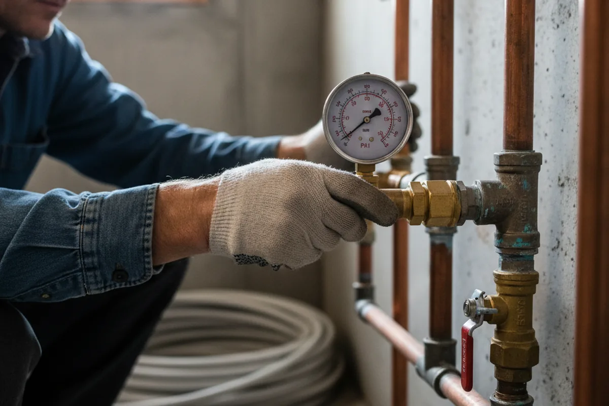 Pressure testing a repaired line during Water Line Repair in Buffalo Mills